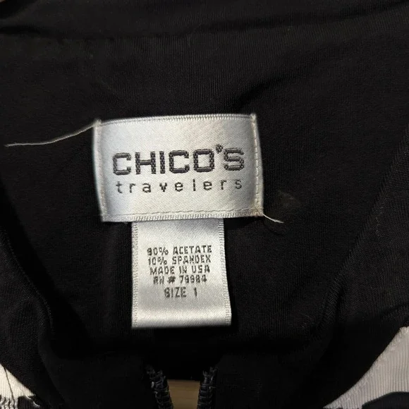 Chicos Traveler's Monochrome Black White Zipper Jacket Stretchy - Picture 5 of 5